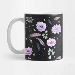 Seamless Pattern of Watercolor Feathers and Flowers Mug